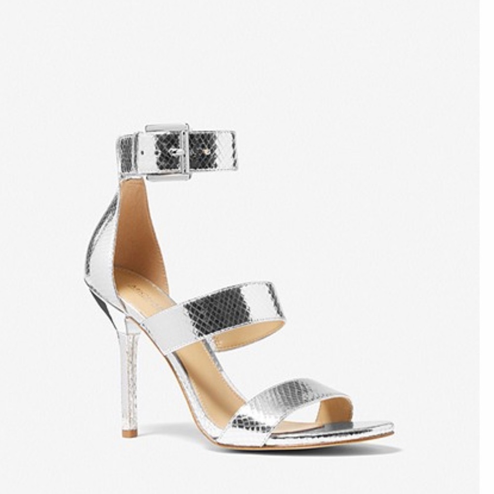 MICHAEL MICHAEL KORS
Amal Metallic Snake Embossed Leather Sandal - Picture 1 of 6